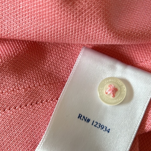 Southern Tide Pink Textured Polo Shirt w SkipJack logo Medium w MEASUREMENTS - Picture 6 of 8